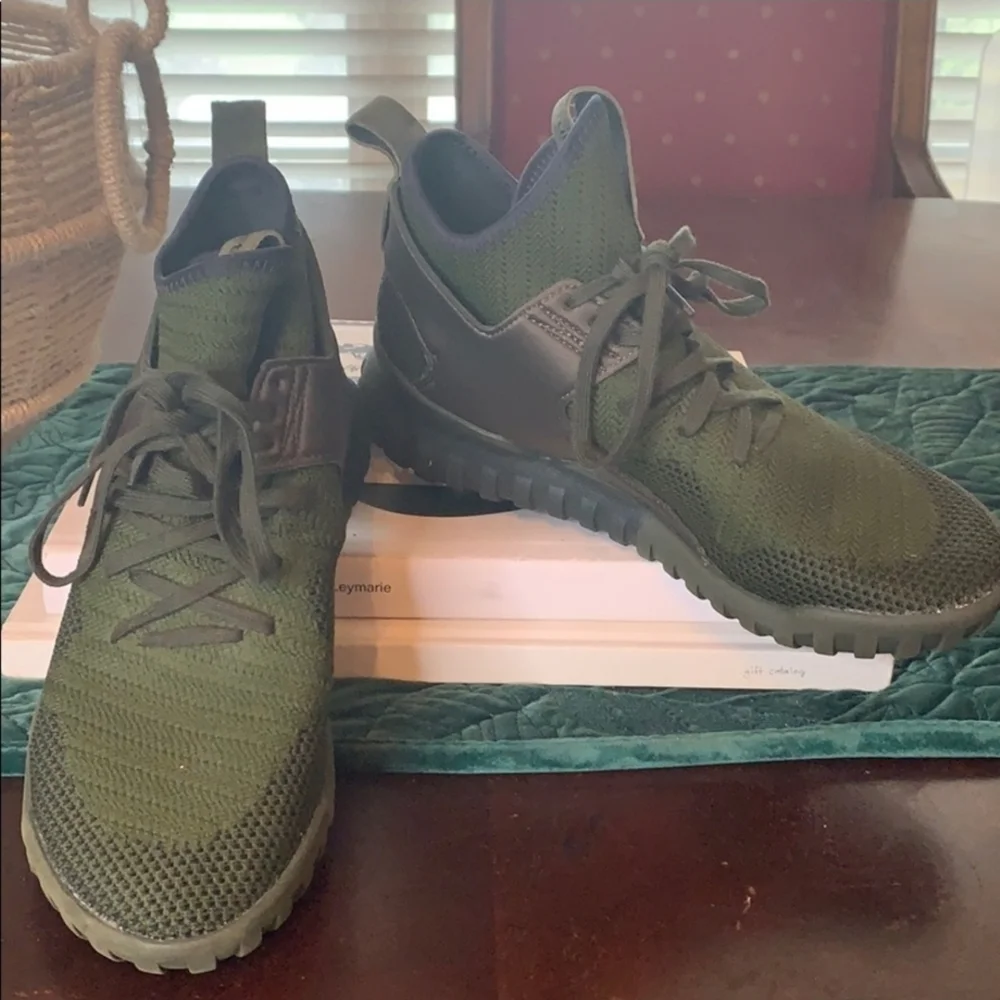 Adidas Tubular Green Knit Sneakers with Lace-Up Design